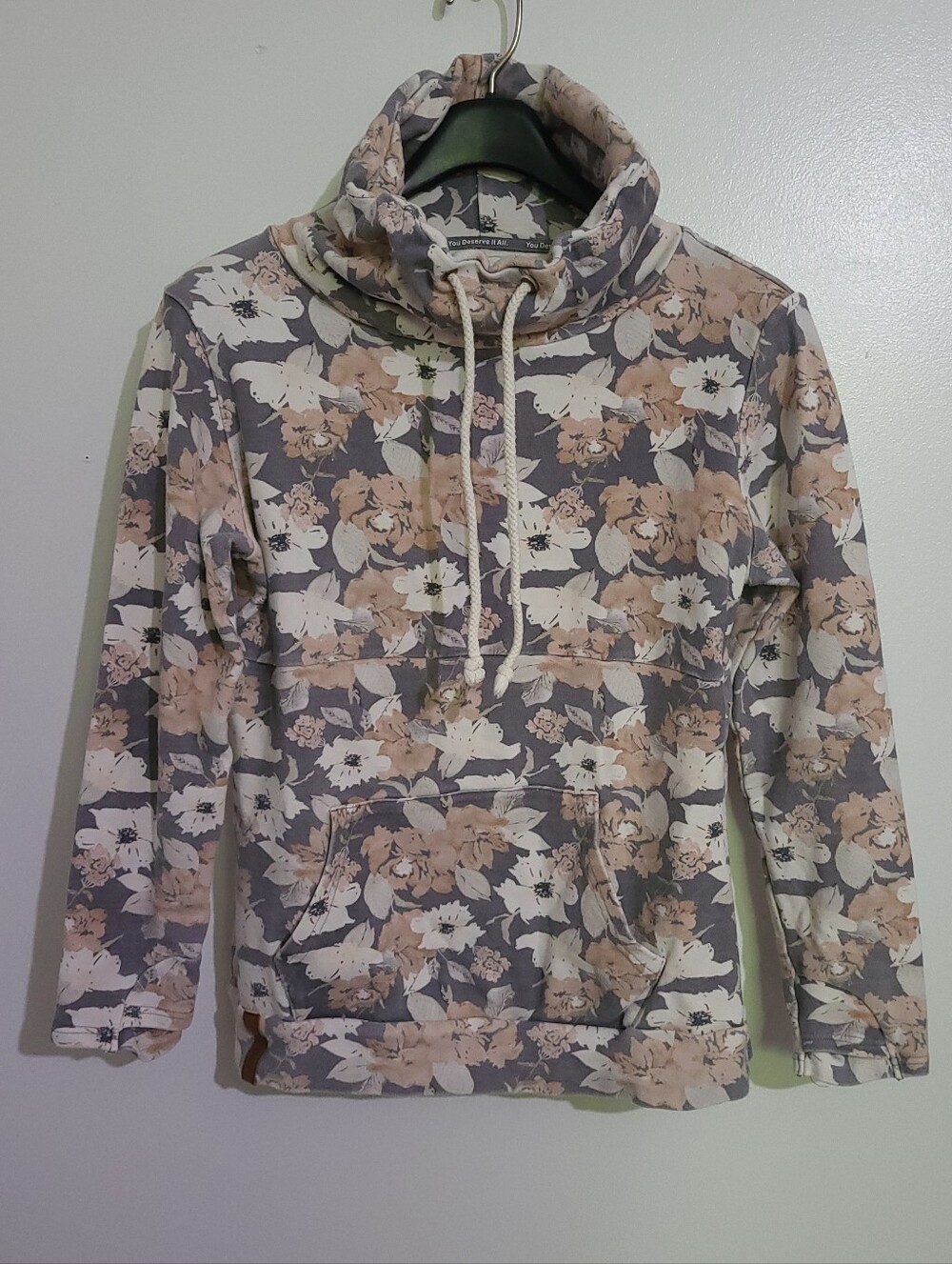 Ampersand Avenue Cowl Neck Floral Sweatshirt Size L